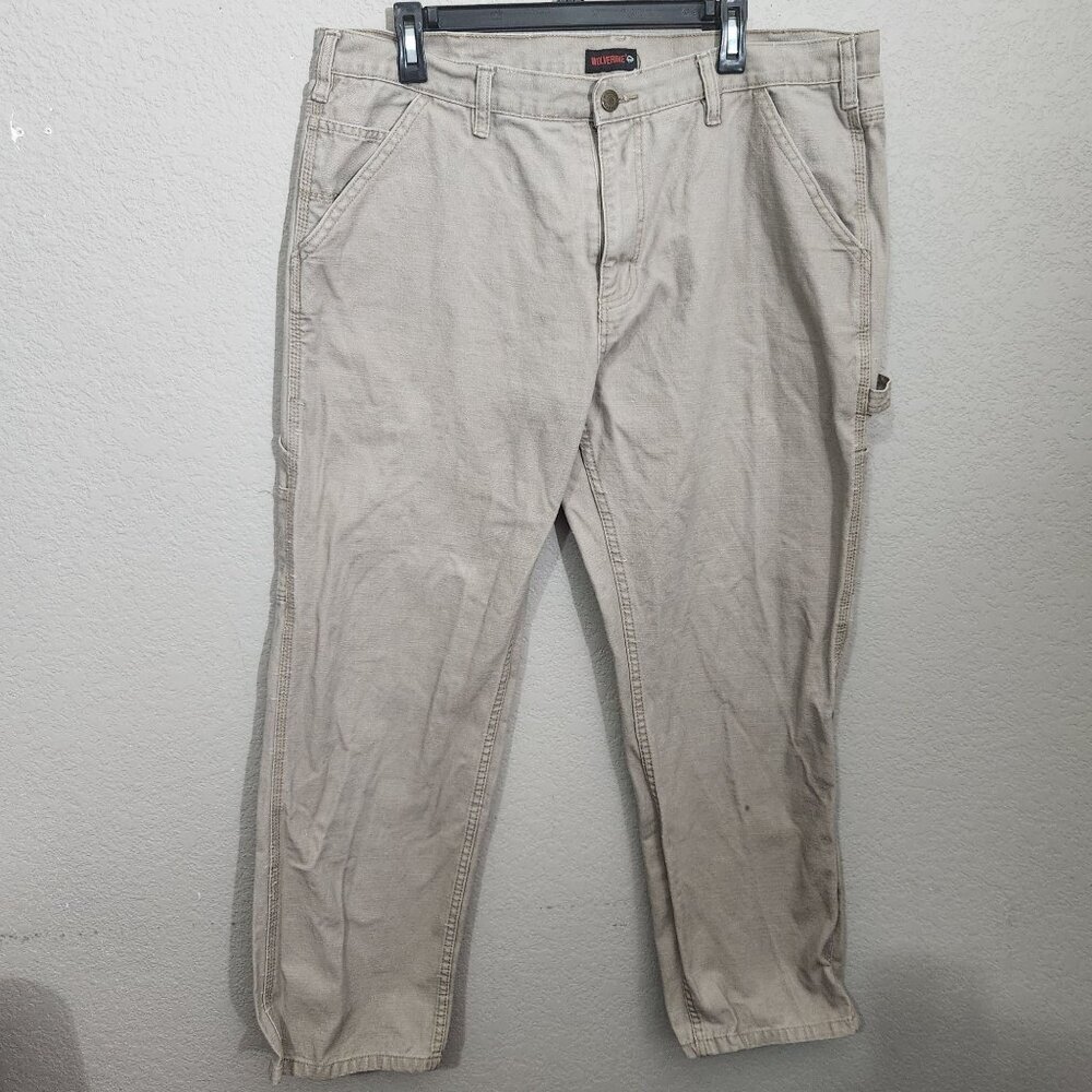 Wolverine Mens Beige Canvas Carpenter Pants Workwear Size 36